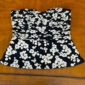 White House Black Market Black and White Floral Tube Top